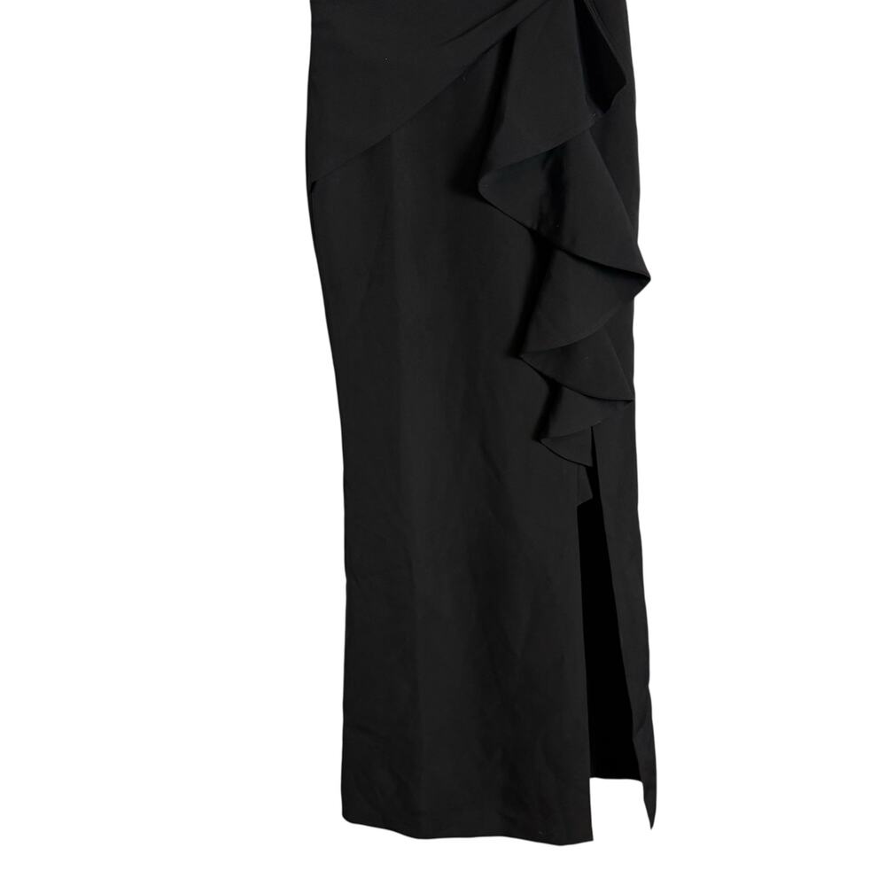 Eliza J Black Sleeveless Cascading-Ruffle Evening Maxi Formal Gown 4 - Picture 6 of 11